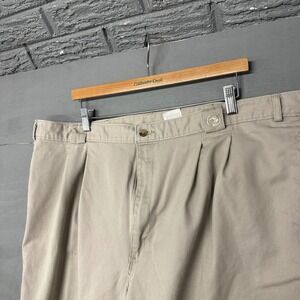 Duck Head Mens Pleated Khaki Pants 44x30 Tan Cotton Chino Trousers Relaxed Fit